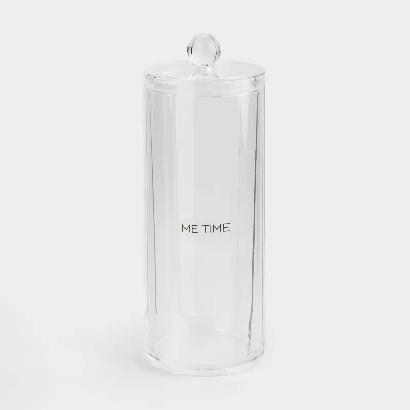 Cotton pad container, 7x20 cm, with lid, plastic, Basic font