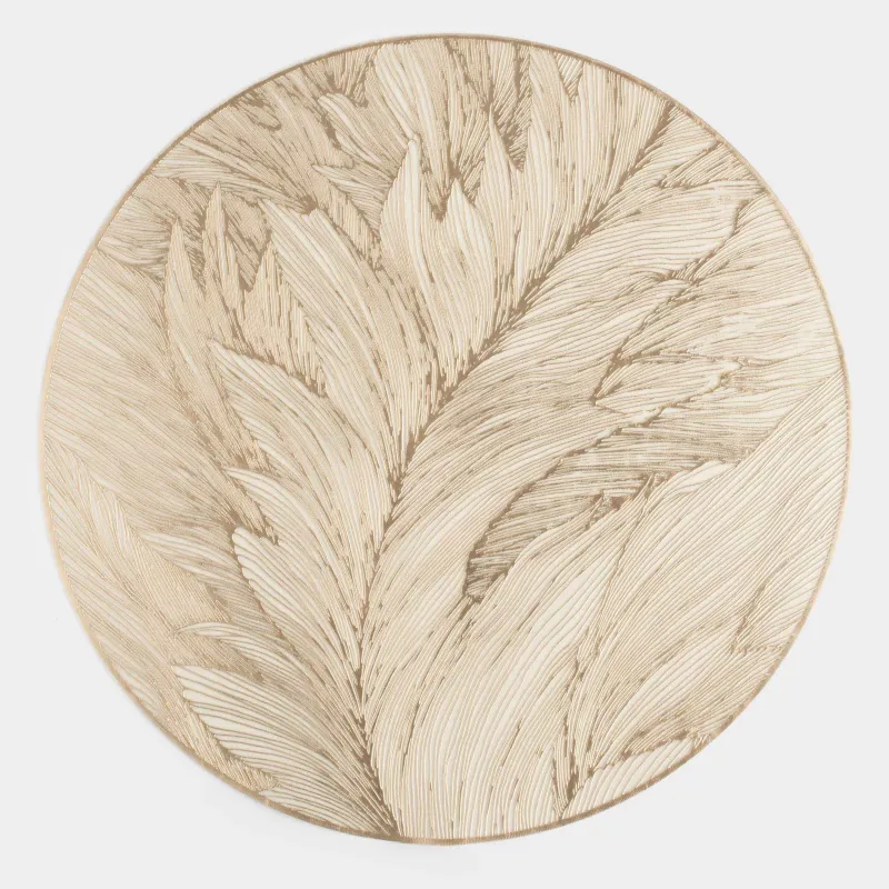 Placemat, 38 cm, PVC, round, golden, Sheet, Azhur, image-0