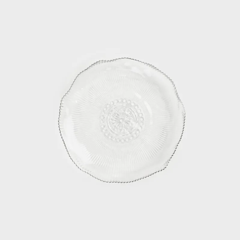 Snack plate, 21 cm, glass R, with silver edging, Argos silver