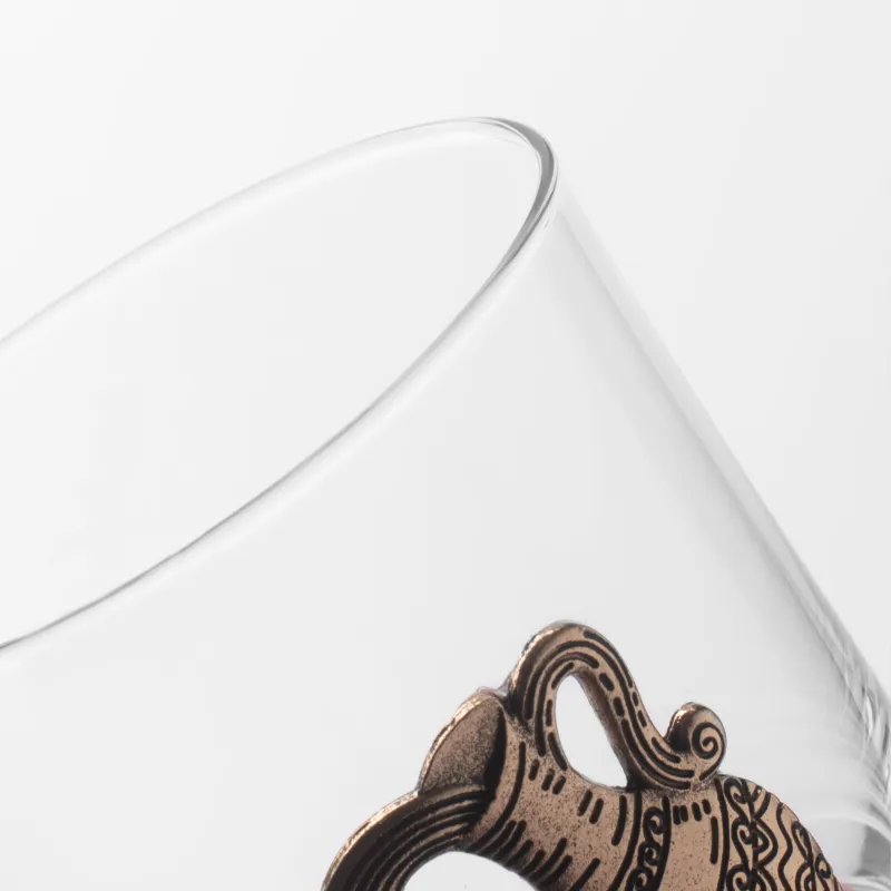 Whiskey glass, 10 cm, 340 ml, glass / metal, golden, Aquarius, Zodiac, image-4