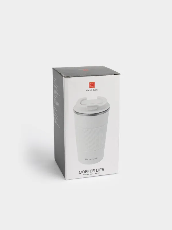 Thermo mug, 500 ml, with zarf, steel / plastic/silicone, beige, Coffee life, image-5