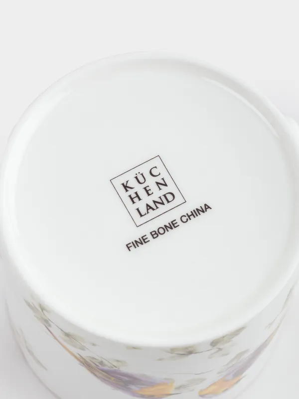 Mug, 380 ml, porcelain F, with golden edging, Painted fairywren, Paradise bird, image-3