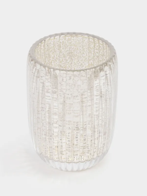 Bathroom tumbler, 10 cm, glass, gold, Patina rib, image-1