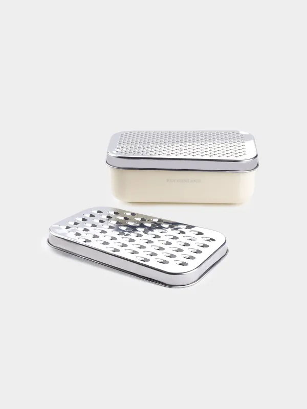 Grater, 18x10 cm, with container and replaceable attachments, steel / plastic, dairy, Chalet, image-3