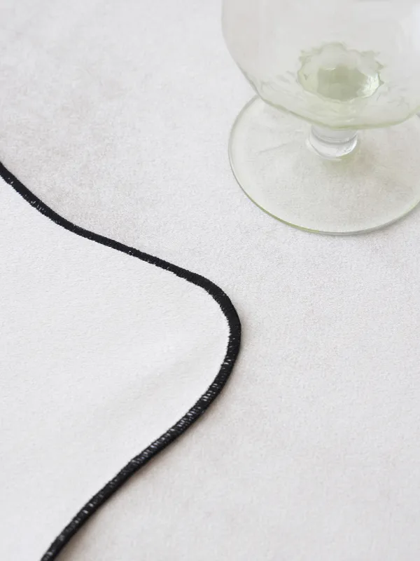 Placemat, 30x45 cm, chenille, curly, milky, Black edging, Chenill framed, image-3