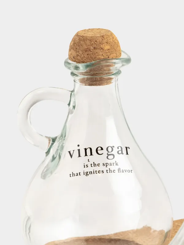 Oil and vinegar set, 300 ml, 2 pcs, on a stand, glass / cork, Clear cork, image-4
