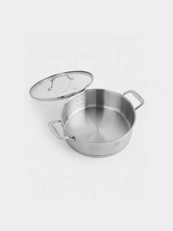 Saucepan, 24 cm, 3,5 l, with short handles and lid, Silver Stone, image-3