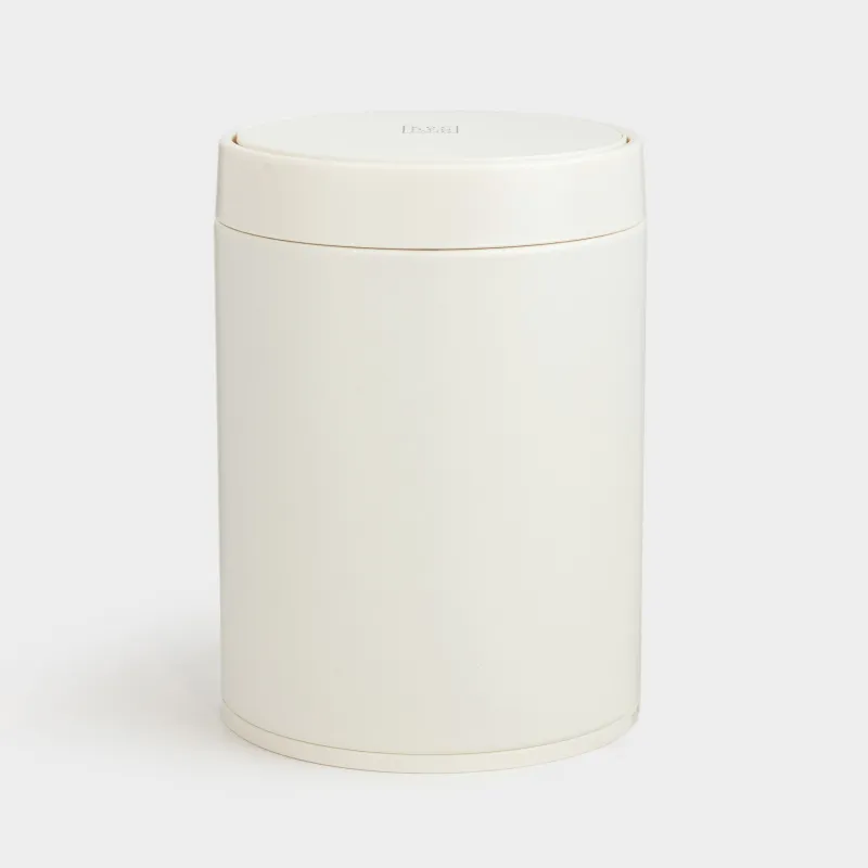 Trash can, 1.5 l, with a button to open the lid, metal / plastic, dairy, Demeter
