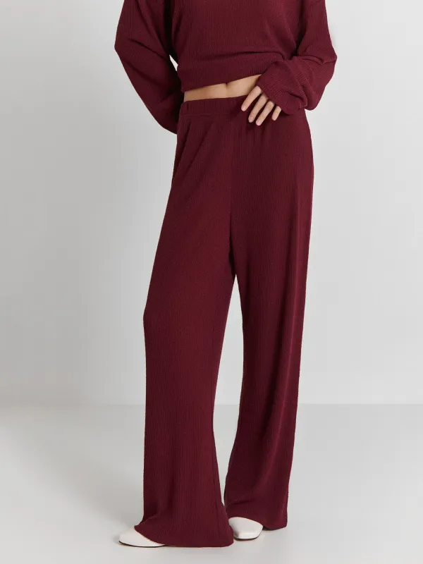 Women's trousers, homewear, size S, polyester / viscose, burgundy, Naila, image-1