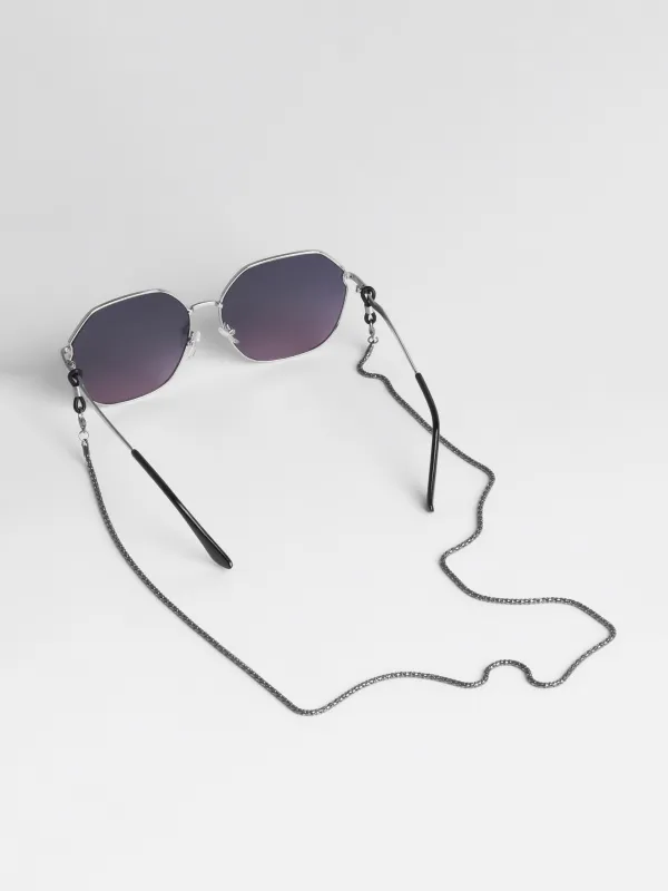 Eyeglass chain, 73 cm, metal, black, Weaving, Skye, image-0