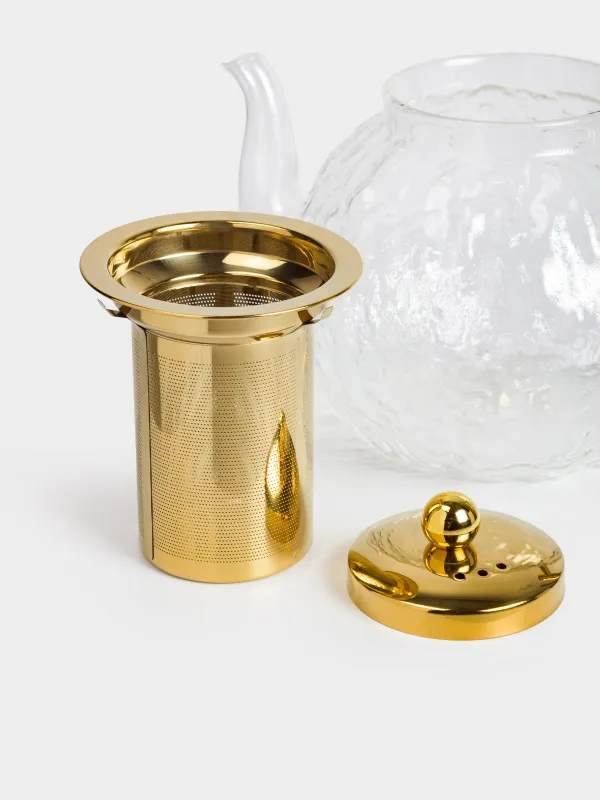 Teapot, 1,4 l, glass B/steel glass, golden, Glacial gold, image-4