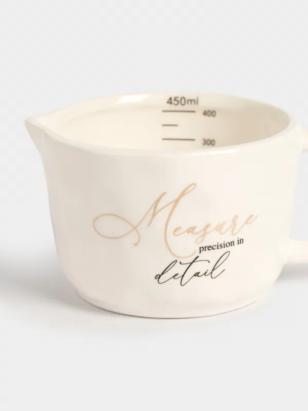 Measuring container, 450 ml, ceramic, milky, Crumpled effect, Crumple kitchen, image-2