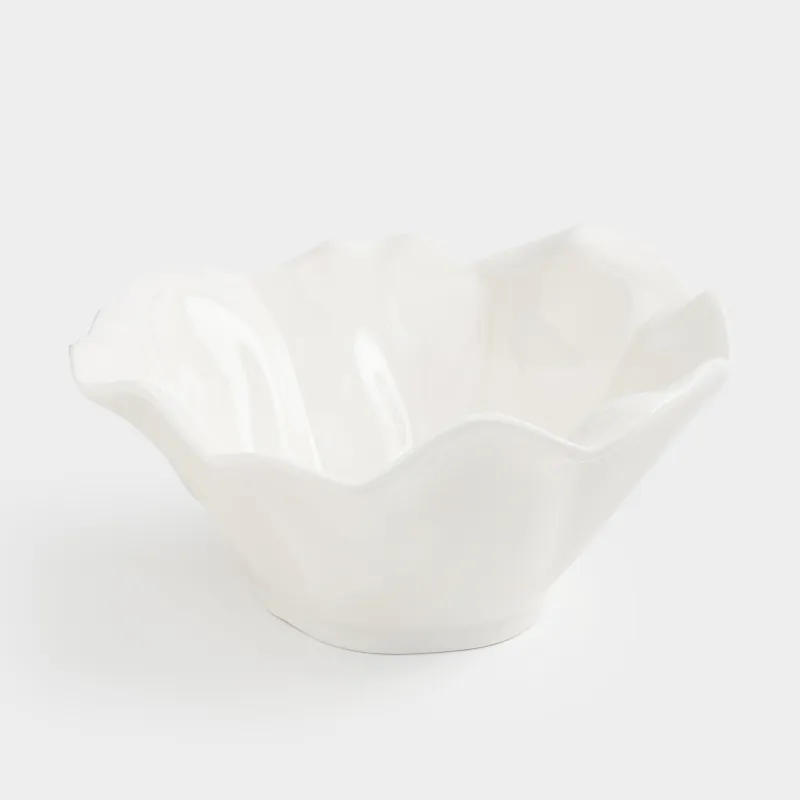 Salad bowl, 17x8 cm, 450 ml, porcelain N, milk, Crumpled effect, Crumple, image-1