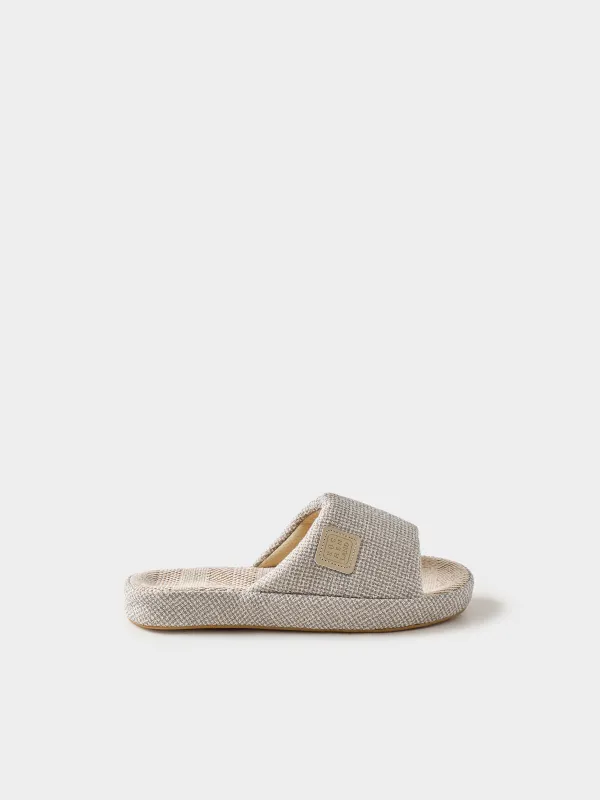 Women's slippers, homewear, size 36-37, polyester, light gray, Serious, image-0