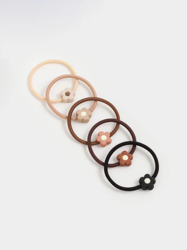 Elastic band for hair, 4 cm, 5 pcs, Polyester / plastic, mix, Flower, Gracile, image-2
