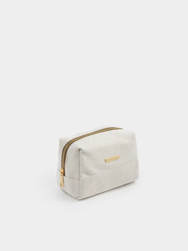 Cosmetic bag, 16x10 cm, polyester, beige, Canvas, image-3