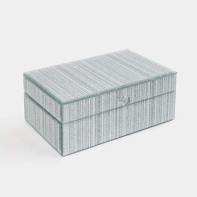Jewelry box, 21x13 cm, glass, silver, Stripes, Actress, image-2