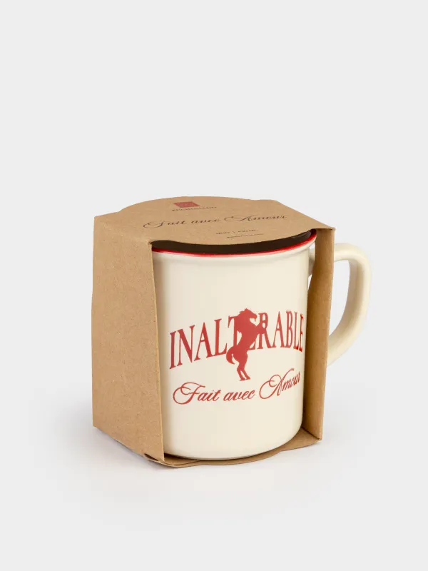 Mug, 430 ml, porcelain N, milky burgundy, Horse, Great horse, image-4