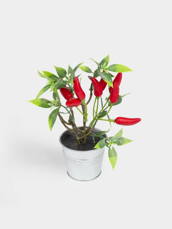 Decorative composition, 20 cm, in a pot, foam/plastic, Red pepper, Vegetable shape, image-1