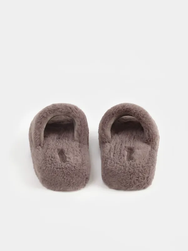 Women's slippers, homewear, size 36-37, artificial fur, brown, Bushy, image-3