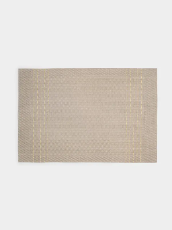 Placemat, 30x45 cm, PVC / polyester, rectangular, sand, Golden lines, Solid, image-0
