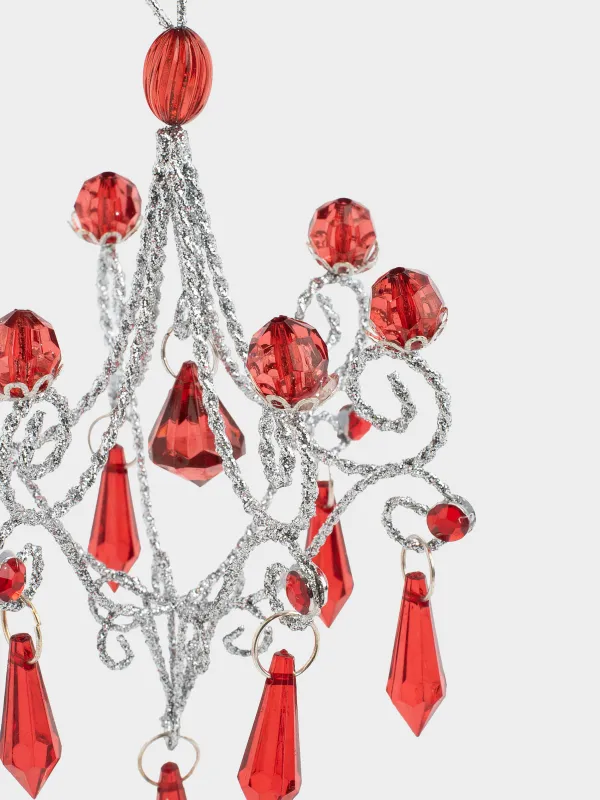 Christmas tree toy, 15 cm, acrylic / metal, red and silver, Crystal Pendant, Ice crystal, image-1