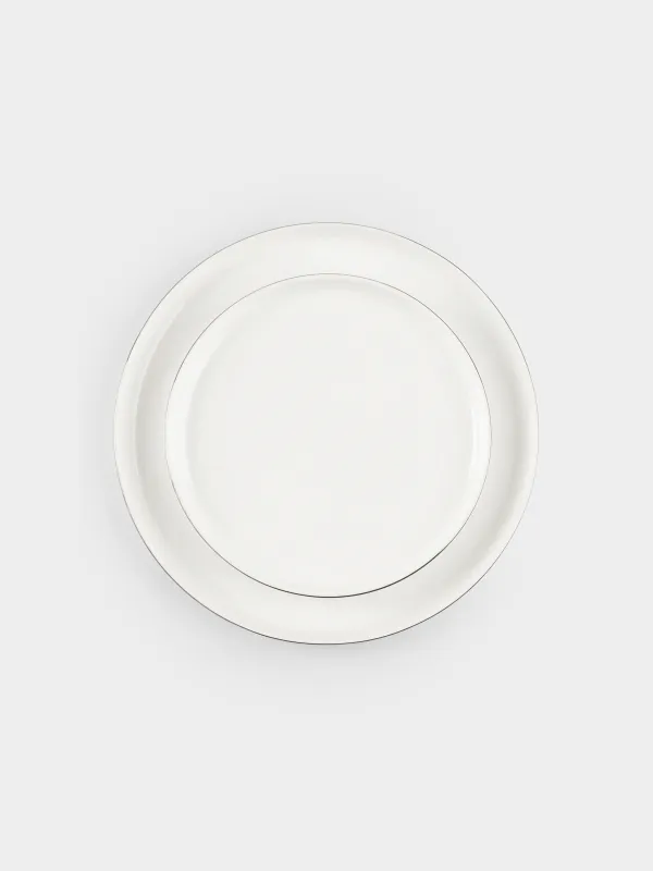 Dining set, 6 pers, 18 pr, porcelain F, white, Ideal silver, image-1