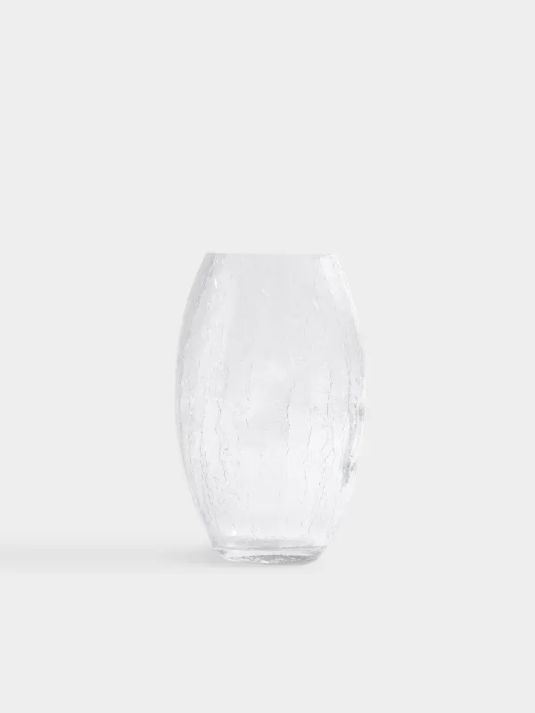Flower vase, 24 cm, glass, Craquelure, Ice, image-1