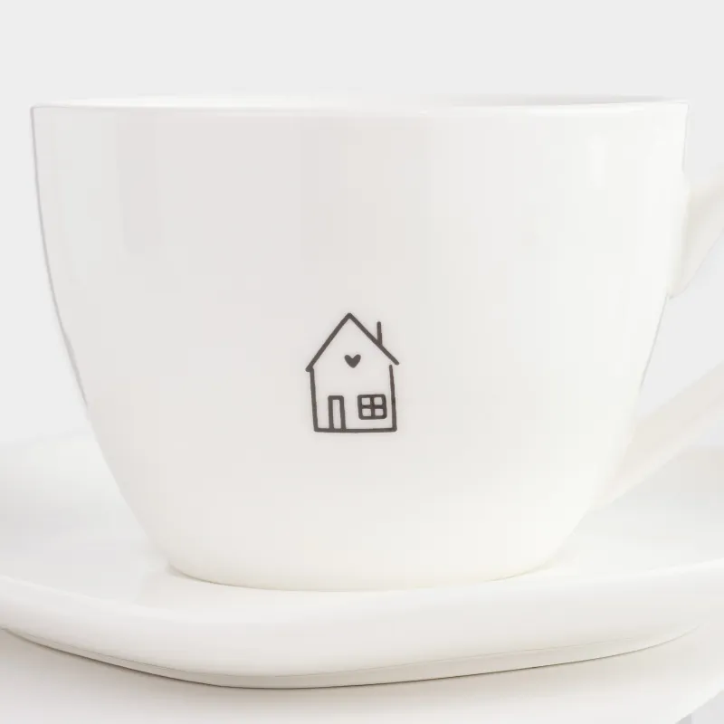 Tea pair, 1 person, 2 items, 200 ml, porcelain P, belaya, Dom, Amour, image-1