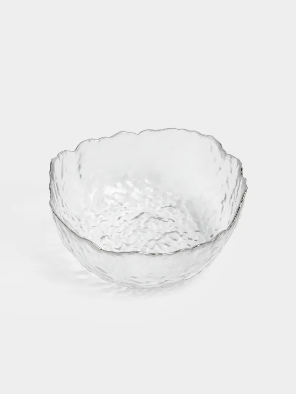 Bowl, 13x6 cm, glass, with silver edging, Nautilus silver, image-1