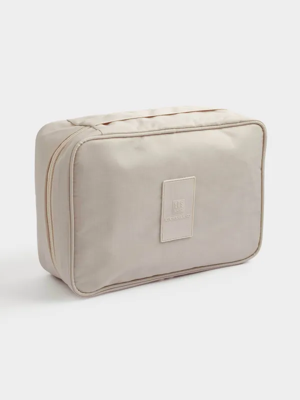 Travel Cosmetic Bag, 27х18 cm, polyester, beige, Easy Travel, image-1