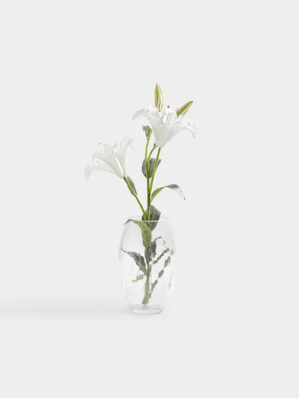 Flower vase, 24 cm, glass, Craquelure, Ice, image-4