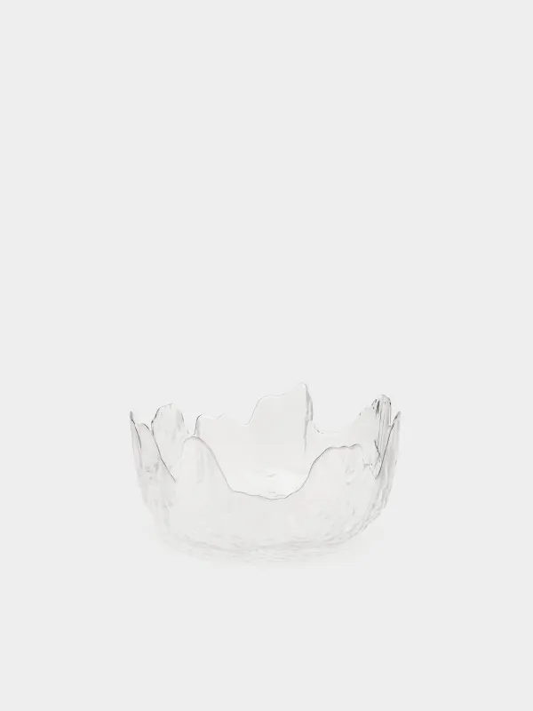 Salad bowl, 20x9 cm, 1,1 l, glass, with silver edging, Nautilus silver, image-0