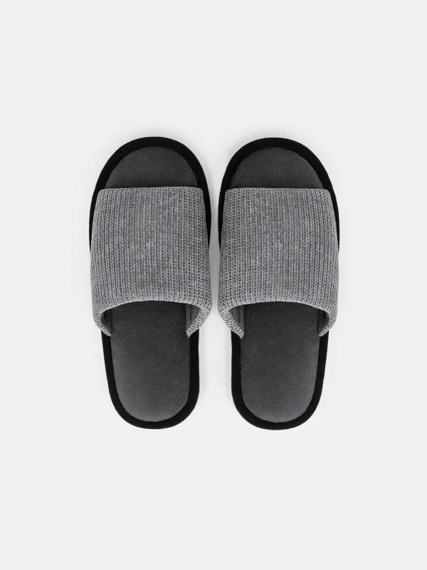 Men's slippers, home, p. 40-41, chenille / corduroy, dark gray, Chenille, image-1