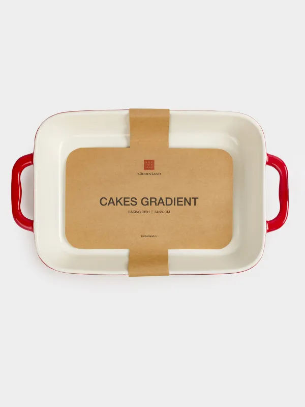 Baking dish, 34x24 cm, ceramic, rectangular, burgundy, Gradient, Cakes gradient, image-9