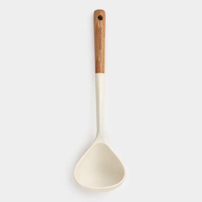Ladle, 32 cm, silicone/wood, milky, Legerity