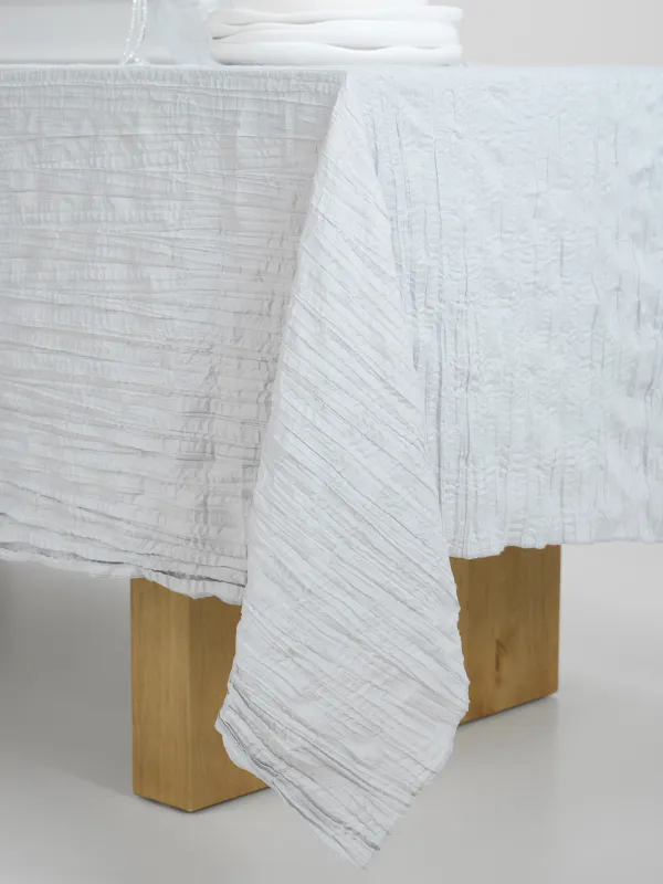 Tablecloth, 160x160 cm, polyester, Light gray, Crumpled effect, Dented, image-4
