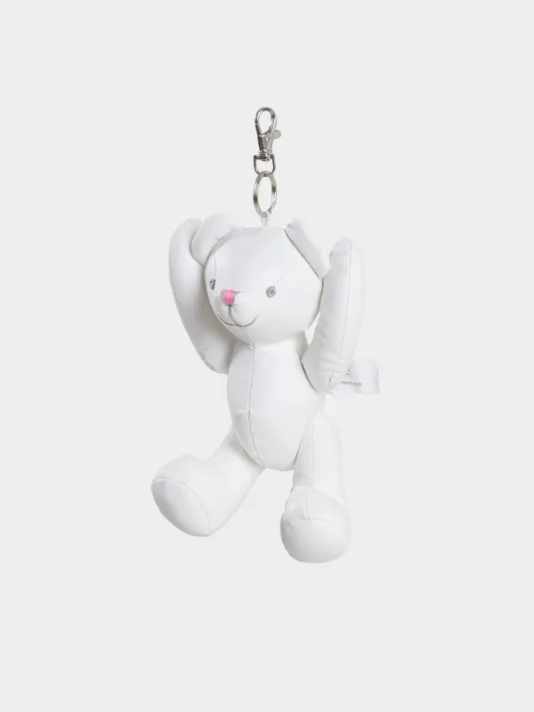 Keychain, 21 cm, soft, with movable paws, PU leather / Metal, White, Bear, Bear, image-3