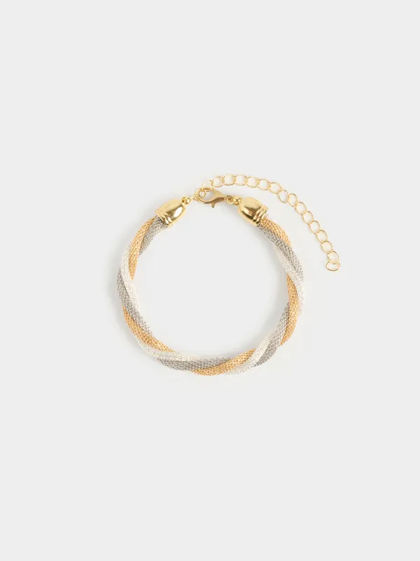 Bracelet, 24 cm, triple, metal, gold-silver, Harness, Flagel, image-0