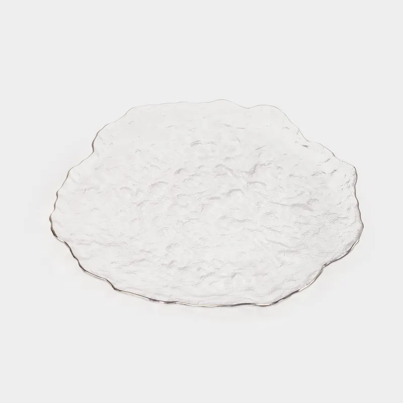 Dish, 30 cm, glass, with silver edging, Nautilus silver, image-1