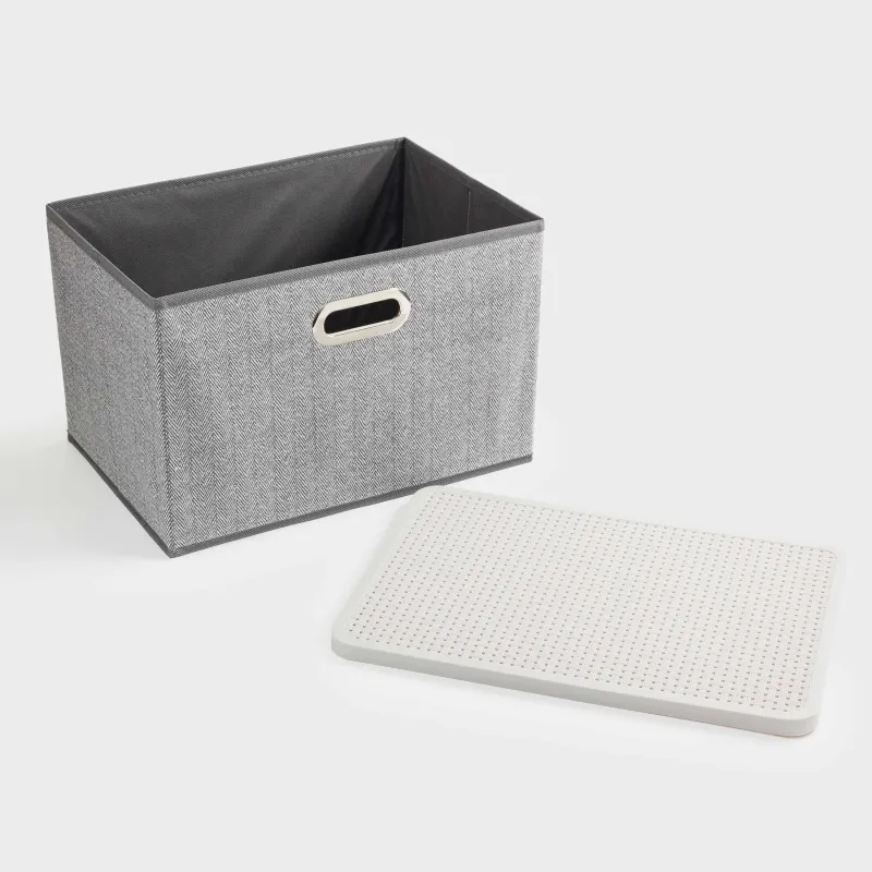 Organizer-box for things, 38x26 cm, with handles/lid, textile / plastic, gray, Pedant new, image-7