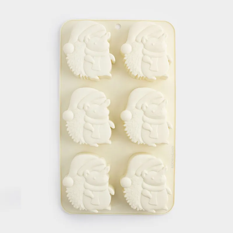 Muffin baking dish, 27x16 cm, 6 compartments, silicone, dairy, Hedgehogs, Bakery