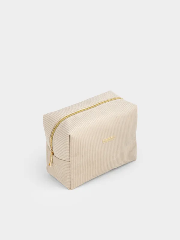 Makeup bag, 21x15 cm, ribbed, velvet, beige, Moire, image-4