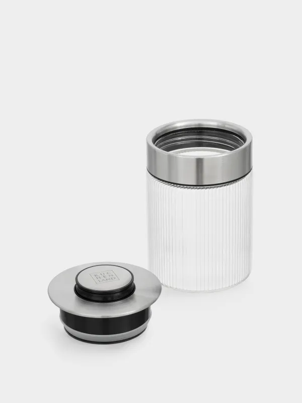 Bulk products jar, 700 ml, with vacuum lid, glass B, Ribby steel, image-3