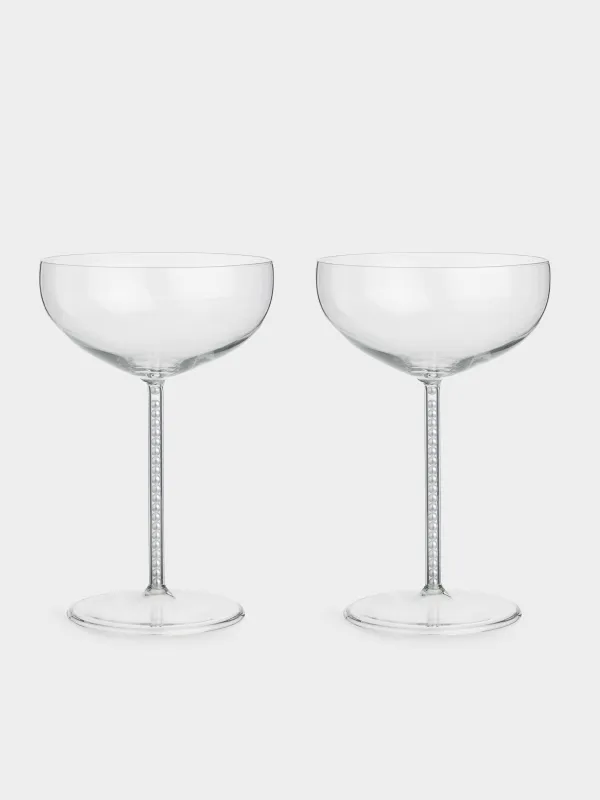 Drinking glass, 300 ml, 2 pcs, with pearls, glass / plastic, Crystal pearl, image-0