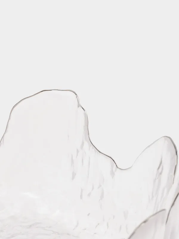 Salad bowl, 17x7 cm, 700 ml, glass, with silver edging, Nautilus silver, image-2