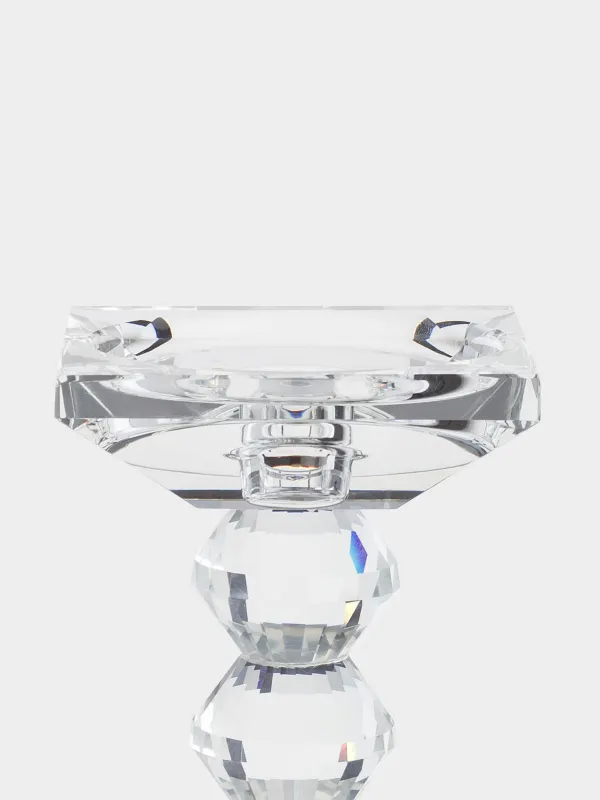 Candle holder, 15 cm, for cylindrical / thin candles, on a leg, glass, Lux crystal, image-3