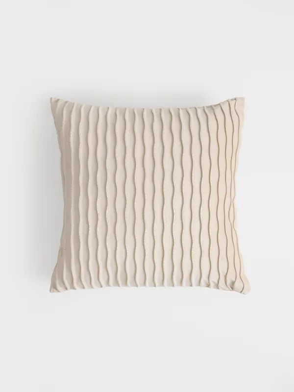 Decorative pillow, 43x43 cm, velvet, milky silver, Waves, Abstract, image-0
