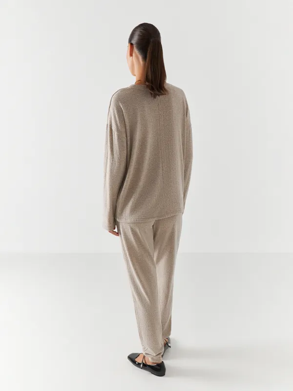 Women's suit, p. L, with trousers, polyester/spandex, beige, Bertha, image-3