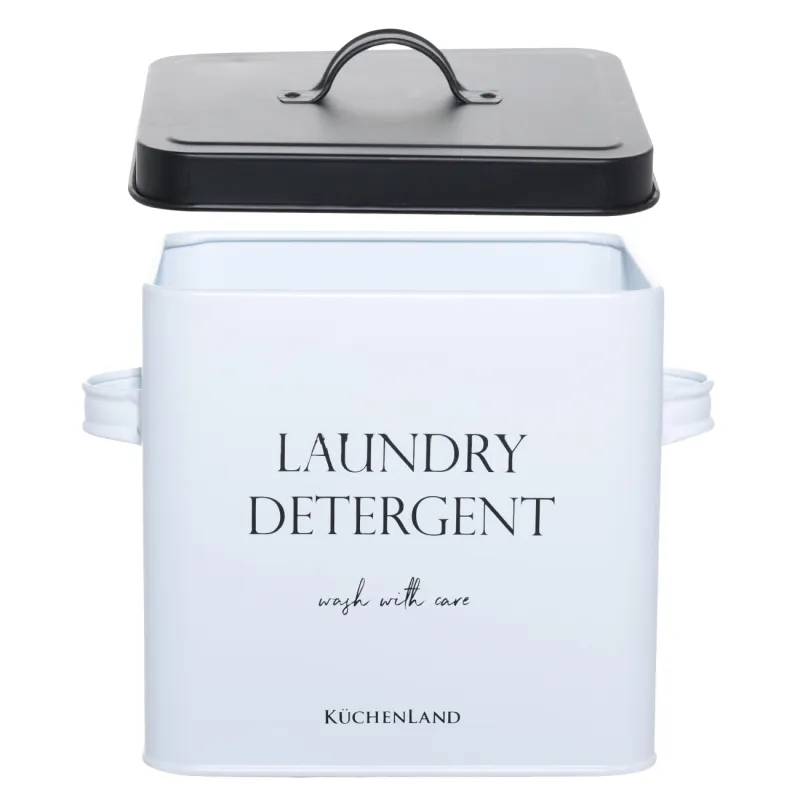 Washing powder container, 4.5 l, with measuring spoon, metal, black and white, Compact black, image-2